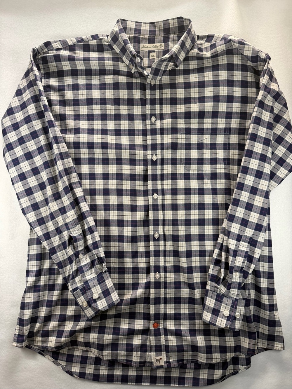 Southern Tide Men's Navy & White Plaid Button-Down Shirt